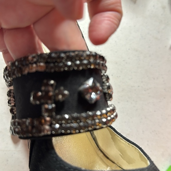 Avon Mark. Black Suede Jewel Encrusted High Heels Size 9 - Picture 9 of 12